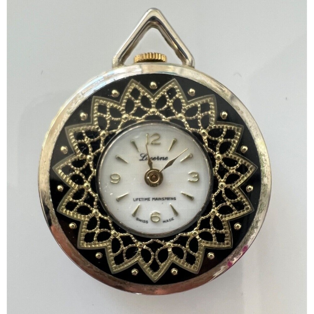 Vintage Lucerne Pendant Watch Women Swiss Made Manual Wind Mechanical  24"